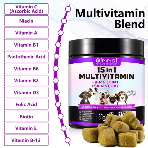 DOG MULTIVITAMIN Chews Food Treats DOG PROBIOTIC SUPPLEMENT Blend Skin Gut Heart - Image 2